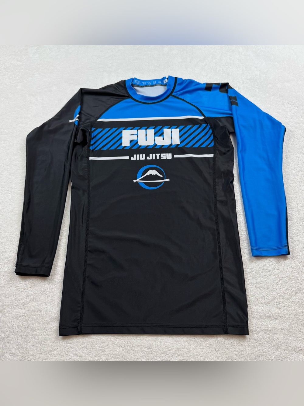 Fuji Jiu Jitsu Rash guard t-shirt Men's size M Black & Blue Long Sleeve USA/JPN